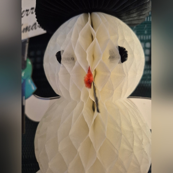 Honeycomb Tissue Snowman Fold Out -Vintage 1950s? - Set of 2 - Picture 9 of 15